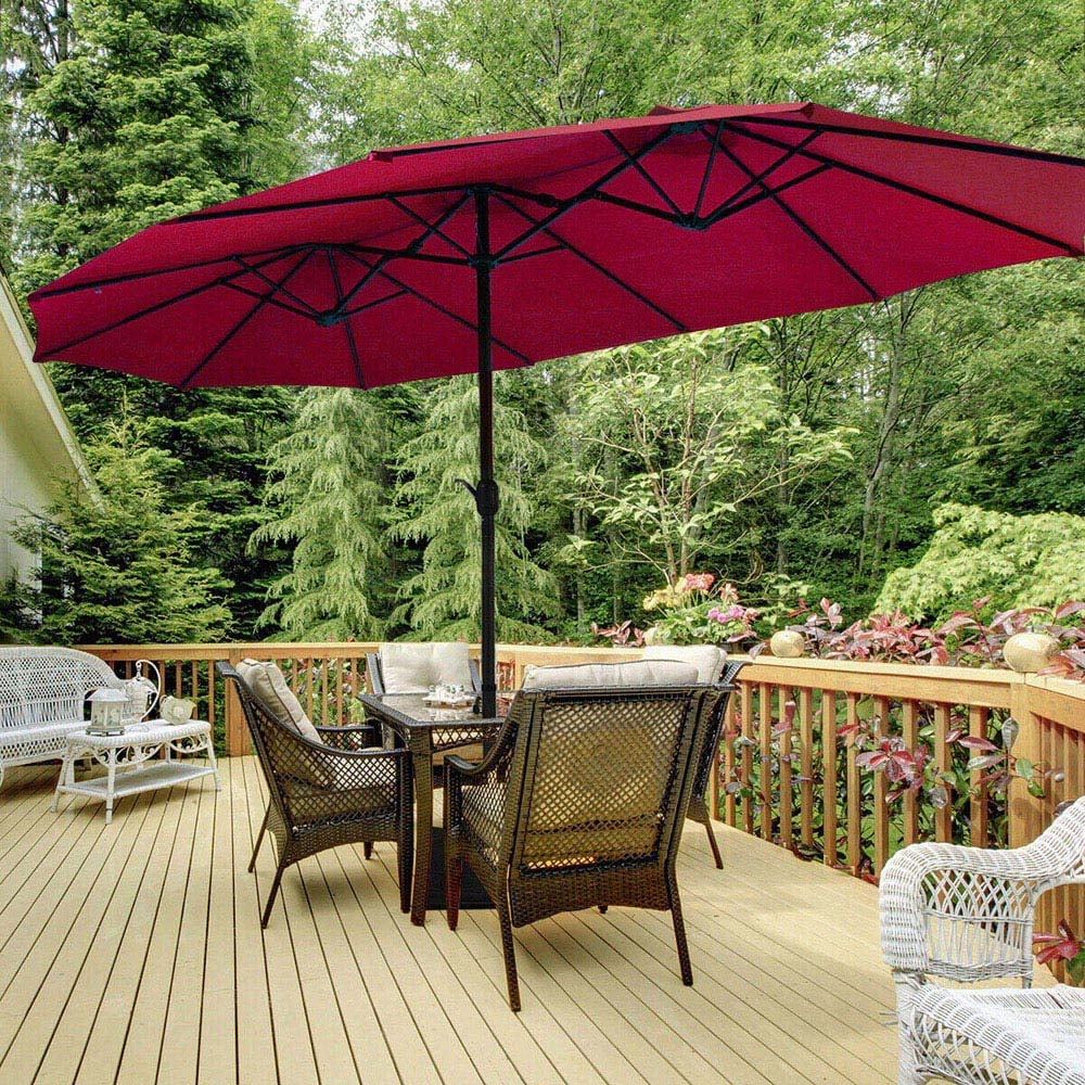 Costway Wine Patio Double Sided Parasol 4.6m Image 5