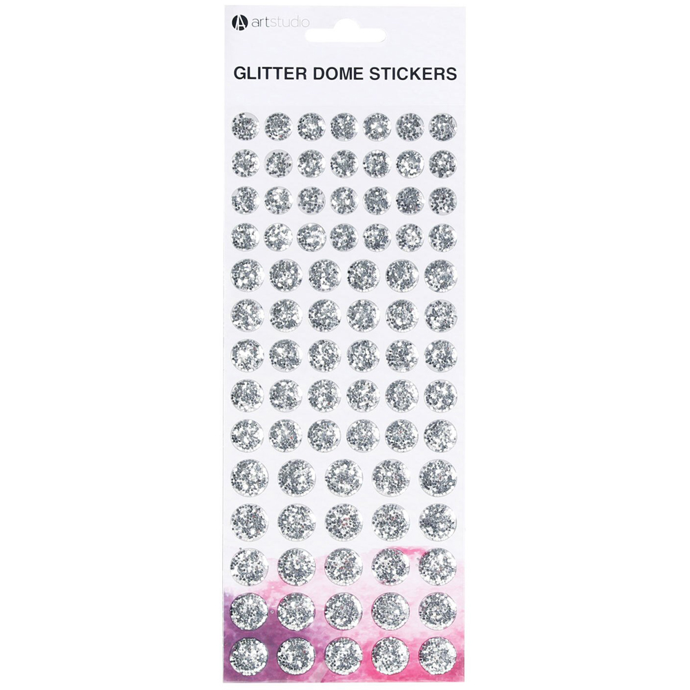 Art Studio Glitter Dome Stickers - Silver/Gold Image 2