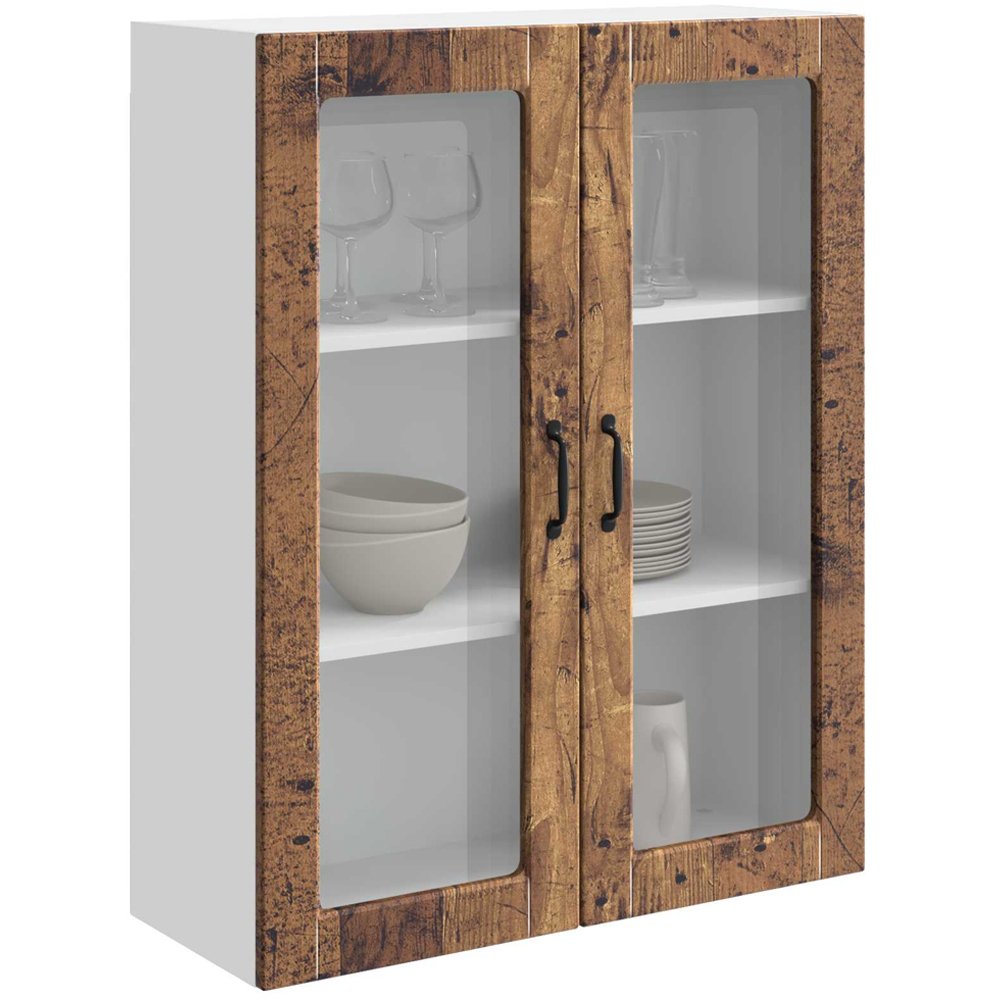 vidaXL 2 Glass Door Old Wood Kitchen Wall Cabinet Image 3