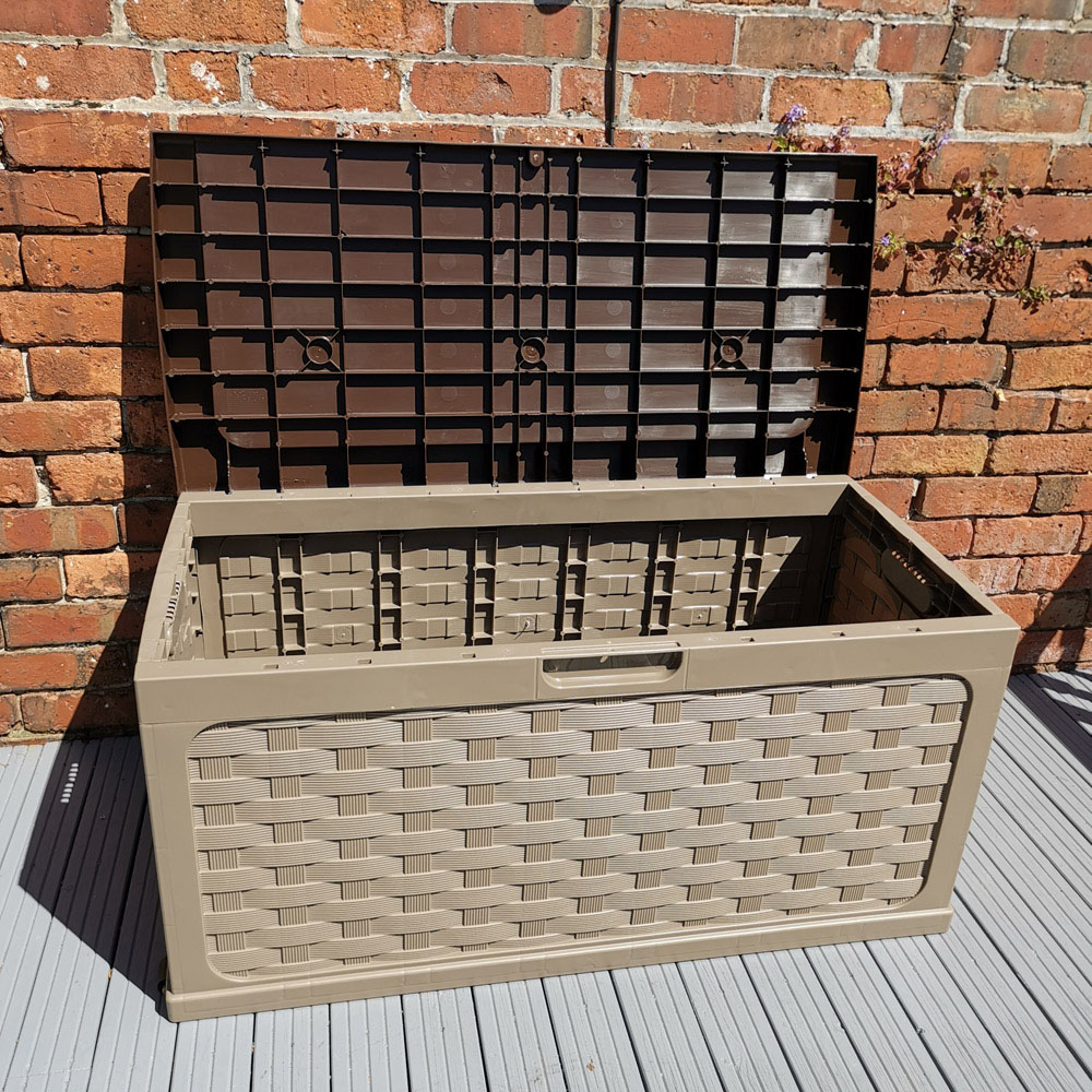 Samuel Alexander Dark Brown Rattan Cushion Garden Storage Box 335L Image 5