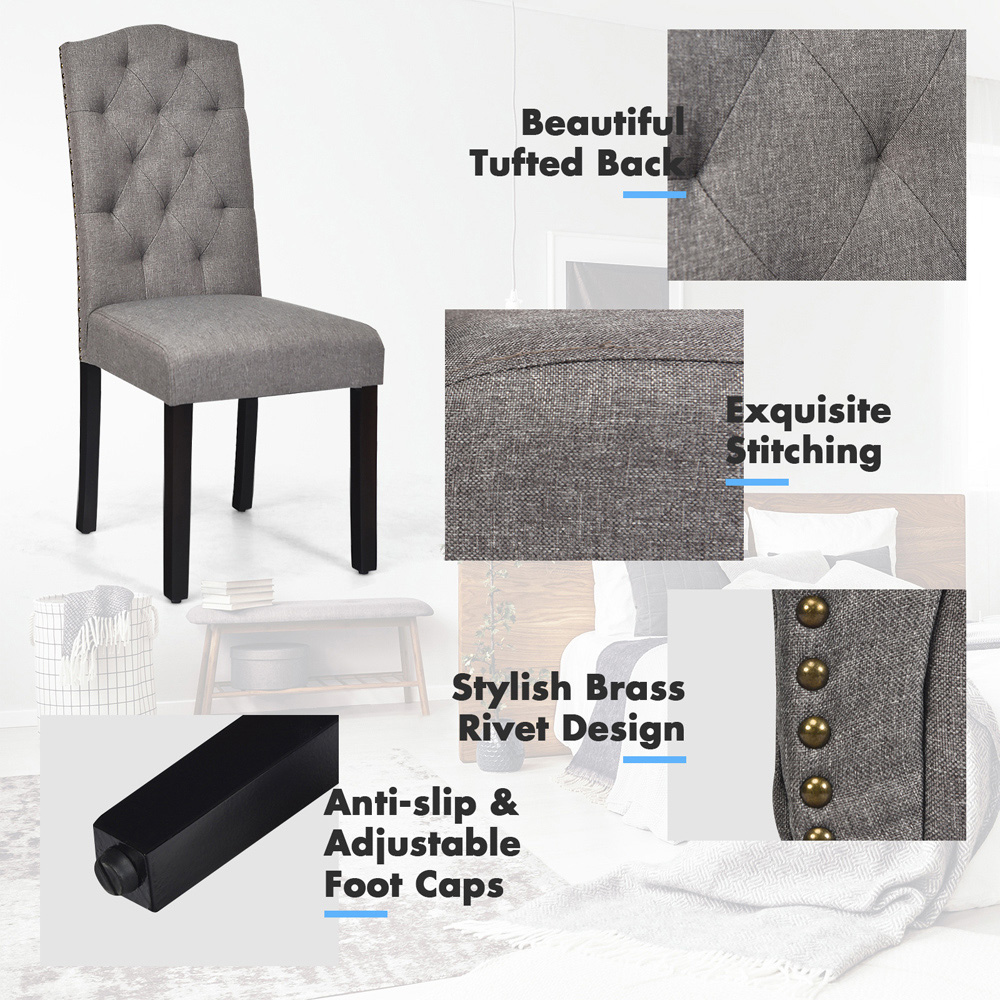 Costway Set of 2 Grey Dining Chairs Image 6