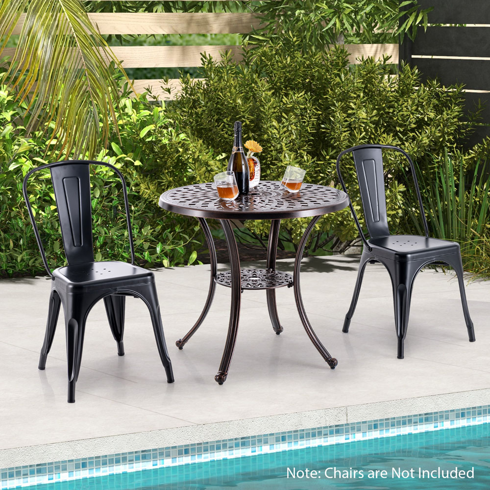 Costway Copper Patio Cast Aluminium Table with Umbrella Hole Image 3