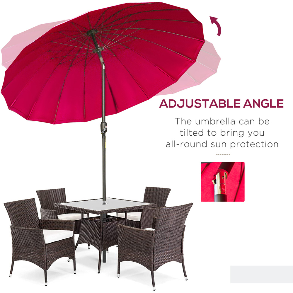 Outsunny Wine Red Crank and Tilt Parasol 2.5m Image 5