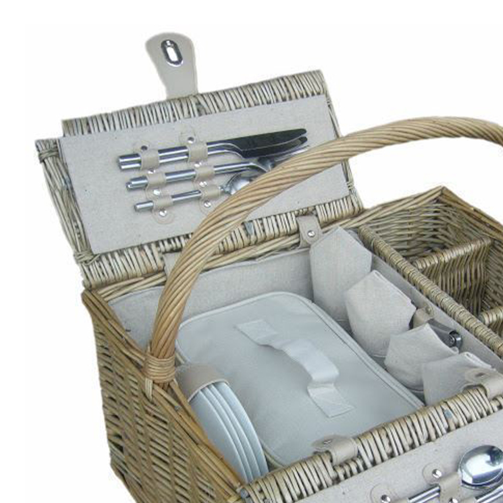 Red Hamper Deluxe Retro Double Lidded 4 Person Wicker Fitted Picnic Basket Image 3
