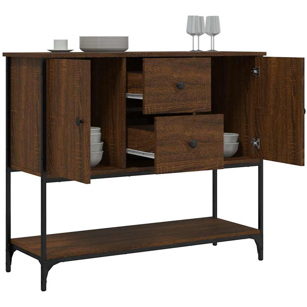 vidaXL 2 Door 2 Drawer Single Shelf Brown Oak Sideboard Image 4
