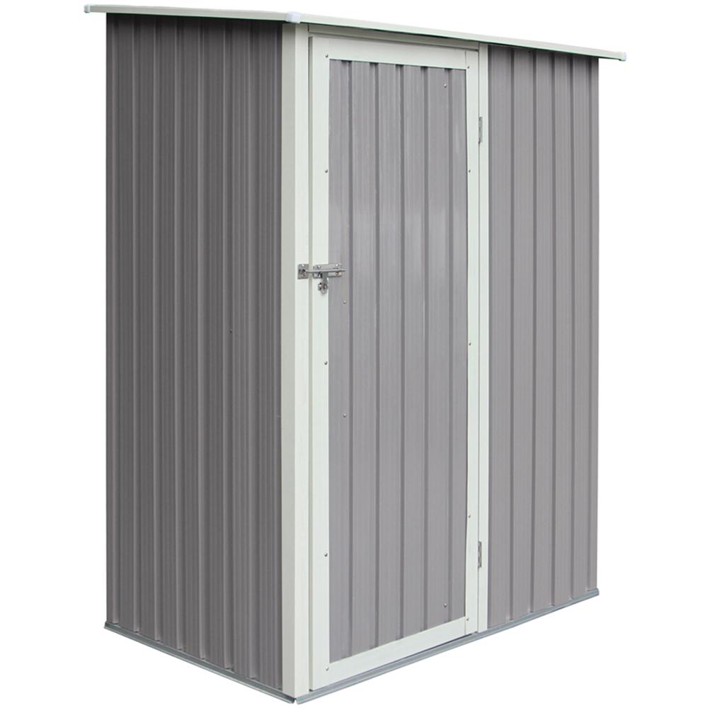 Rowlinson Trentvale Metal Pent Shed Light Grey with Foundation Kit 5 x 3ft Image 1