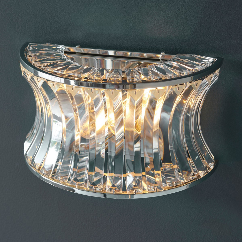 Merano Vittoria Crystal and Clear Glass Bright Nickel Plate Wall Lamp Image 2