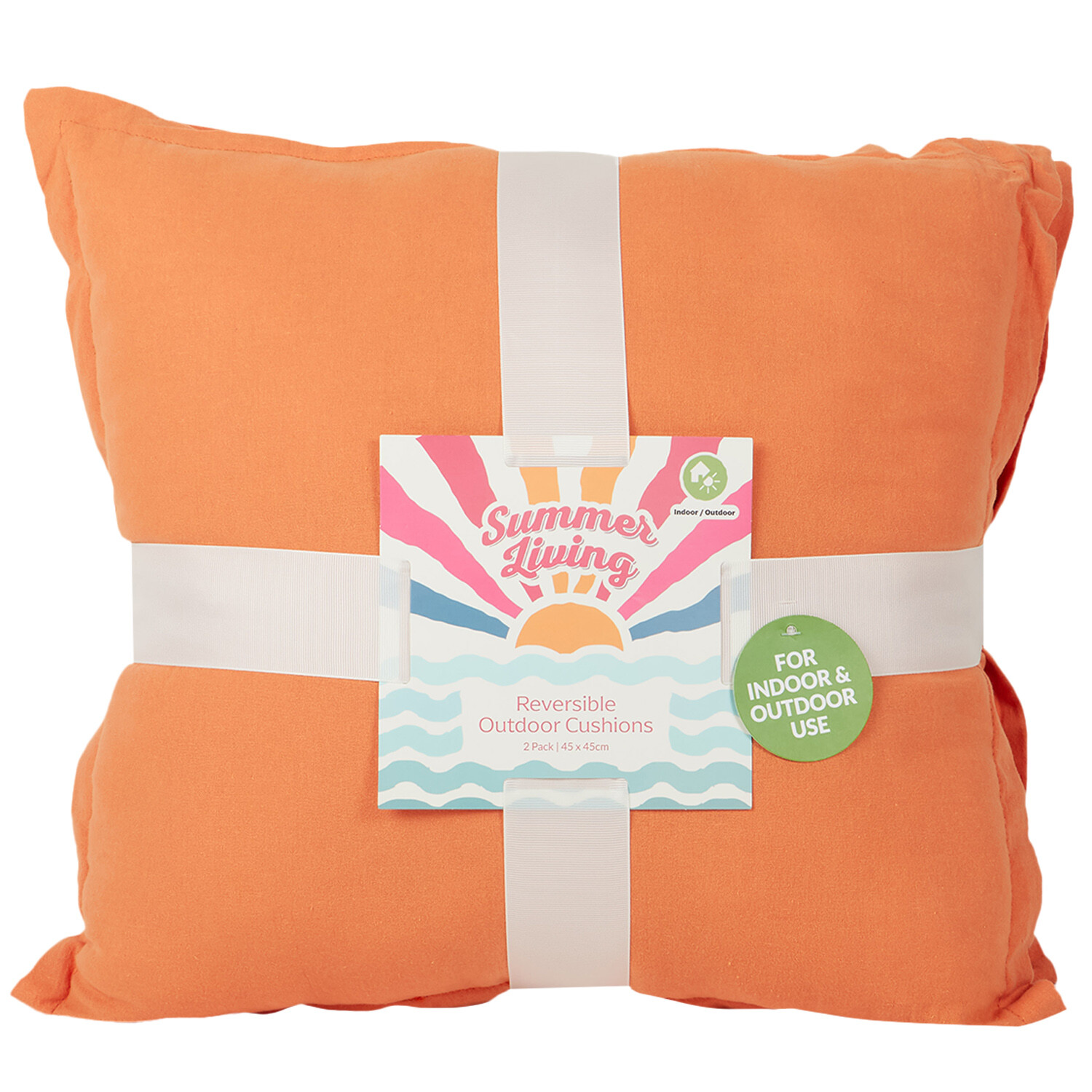 Pack of 2 Reversible Outdoor Cushions - Rust Image 1