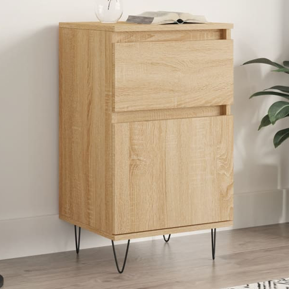 vidaXL Single Door Single Drawer Sonoma Oak Sideboard Image 1