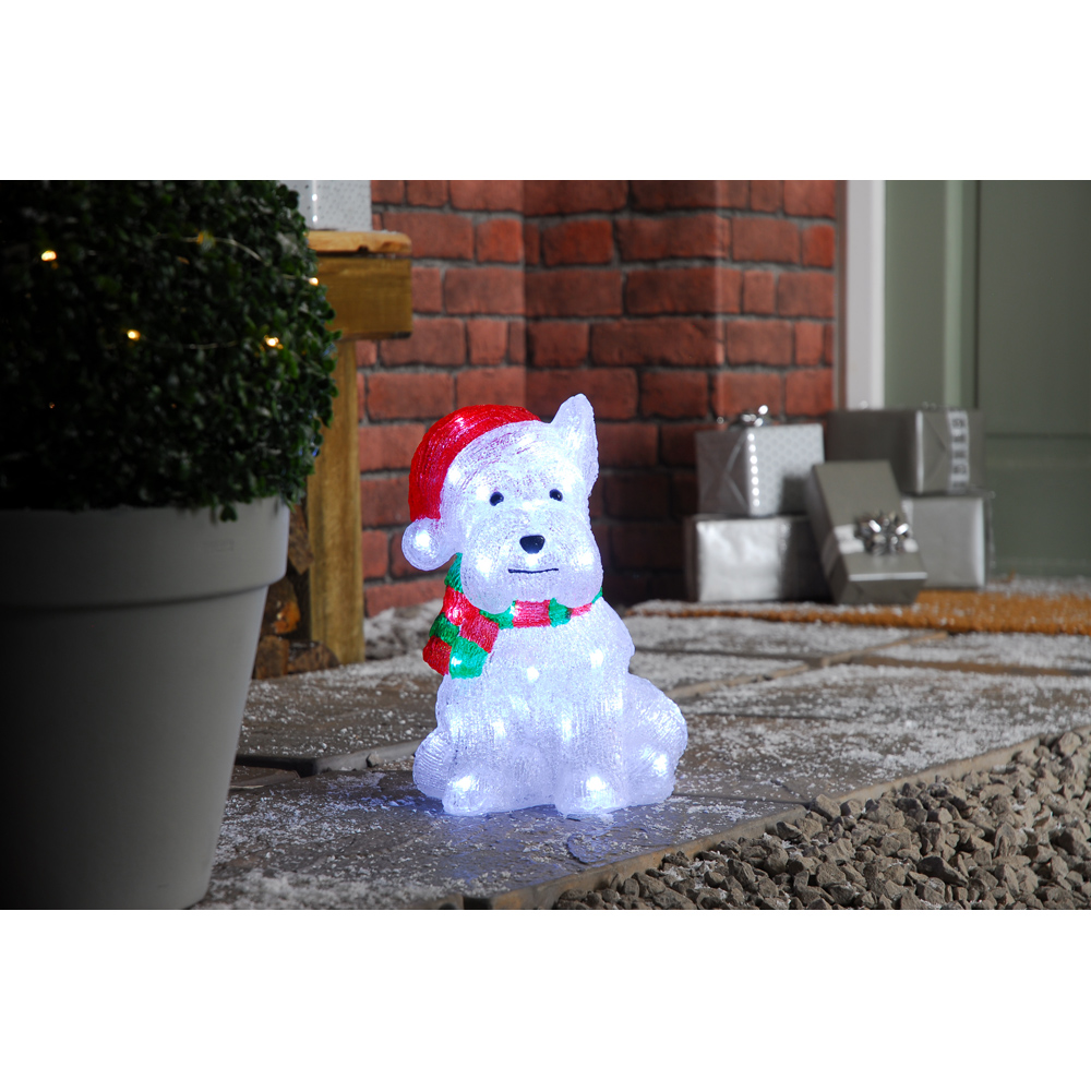 Festive 40 LED Acrylic Westie Dog Standing Decoration 31cm Image 3