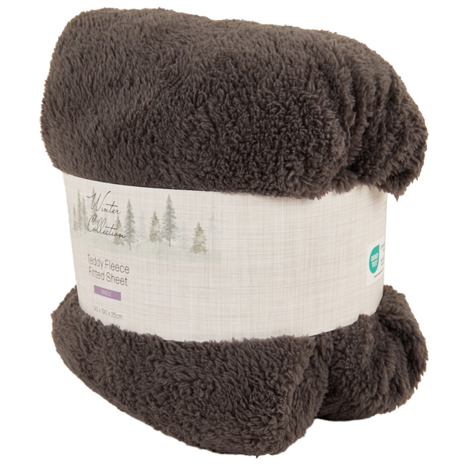 Teddy Fleece Fitted Sheet Charcoal Db - Charcoal / Single Image 2