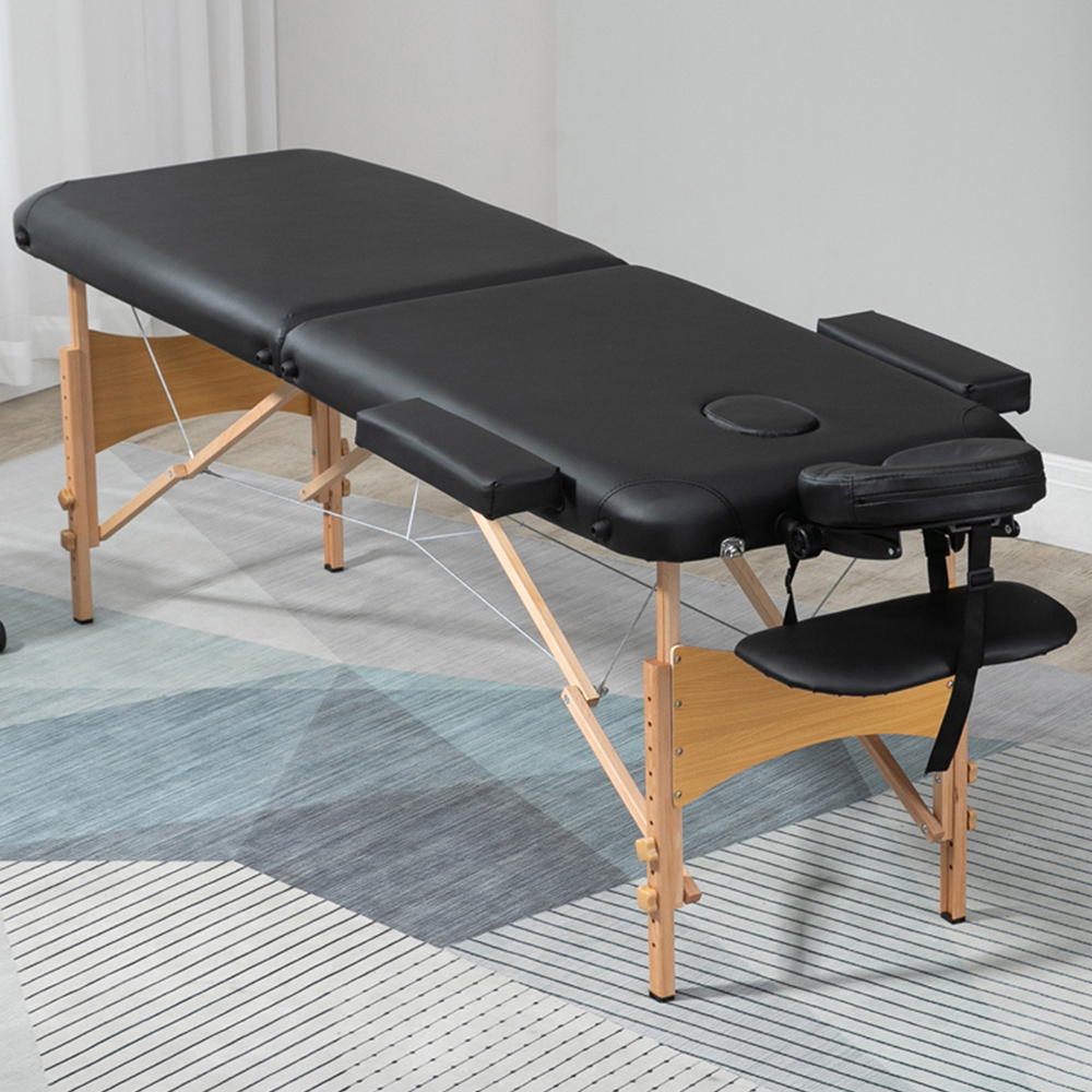Portland Black Foldable Wooden Massage Table Image 1
