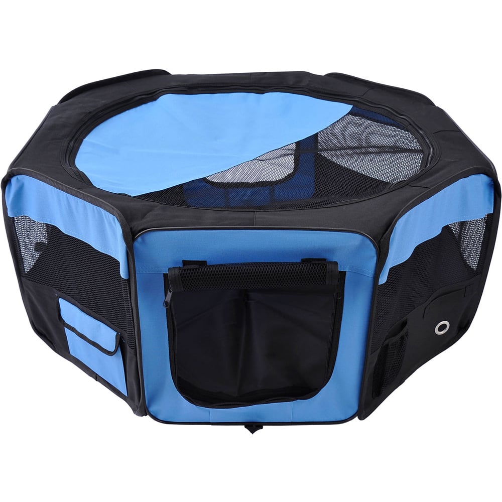 PawHut Blue and Black Fabric Pet Playpen Image 1