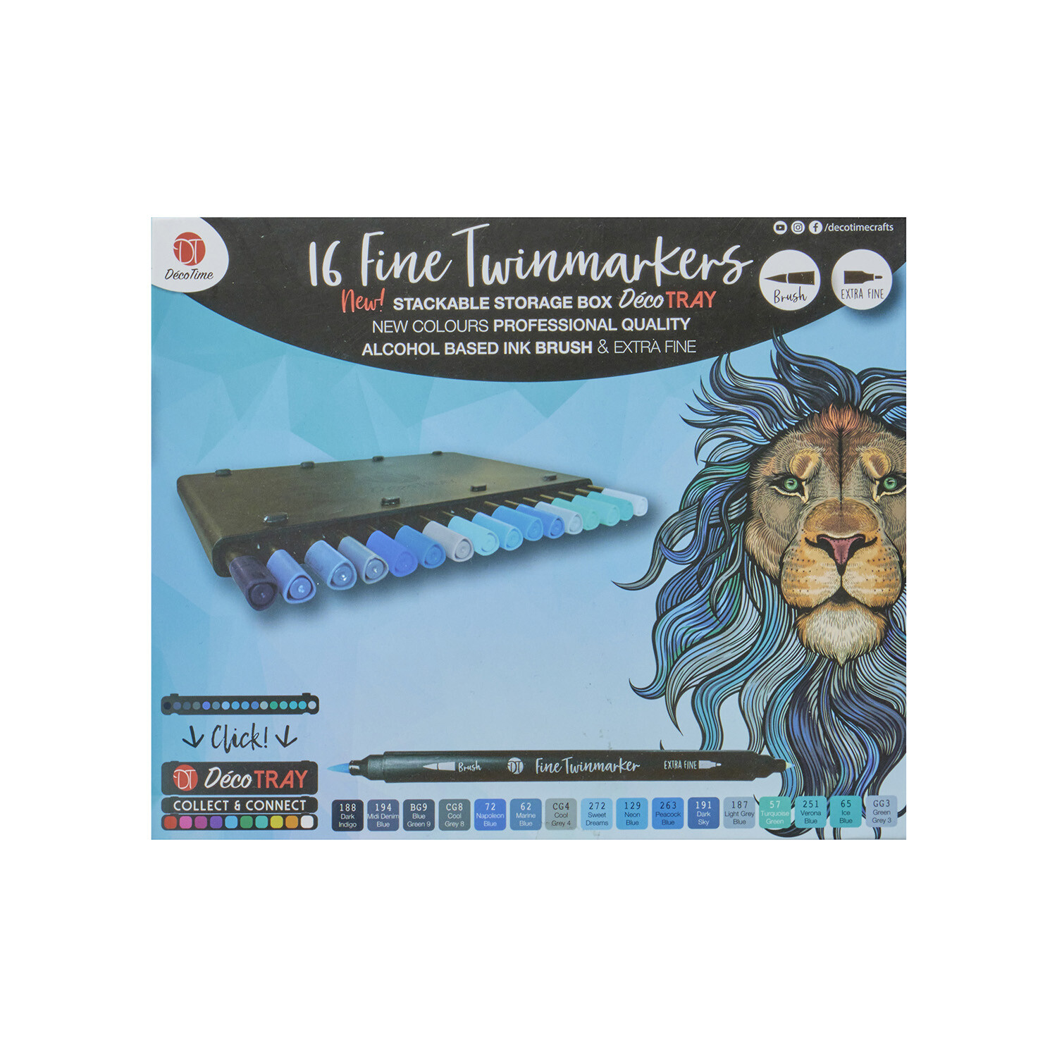 Pack of 16 Deco Time Fine Tip Twin Markers Image 1