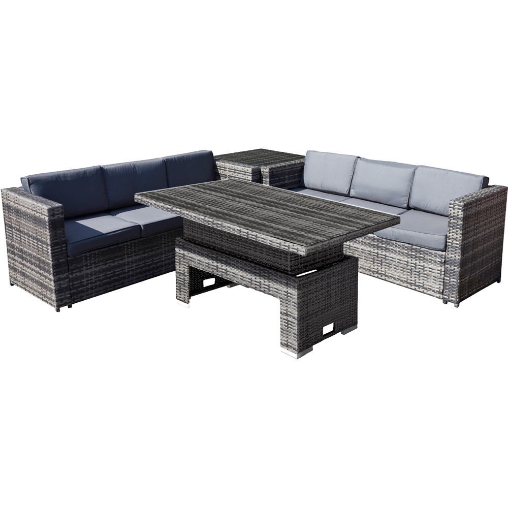 Oseasons Malta 6 Seater Walnut Grey Rattan Corner Sofa Set Image 2