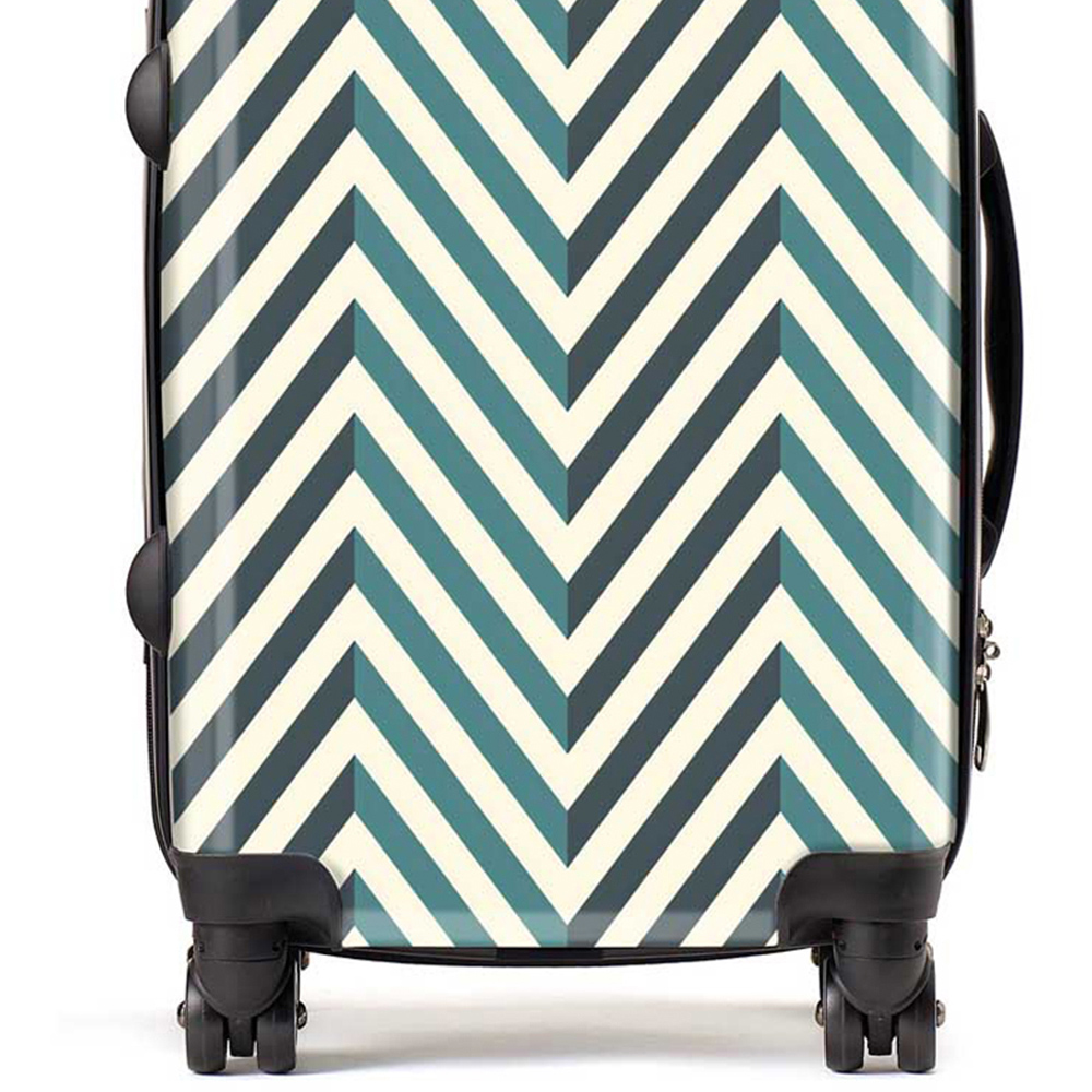 Warren Reed Designer Cabin Geometric Herringbone Chevron Blues Suitcase Image 2