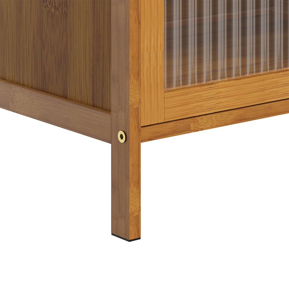 Living and Home 2 Door Wood Effect Bamboo Storage Cabinet Image 3