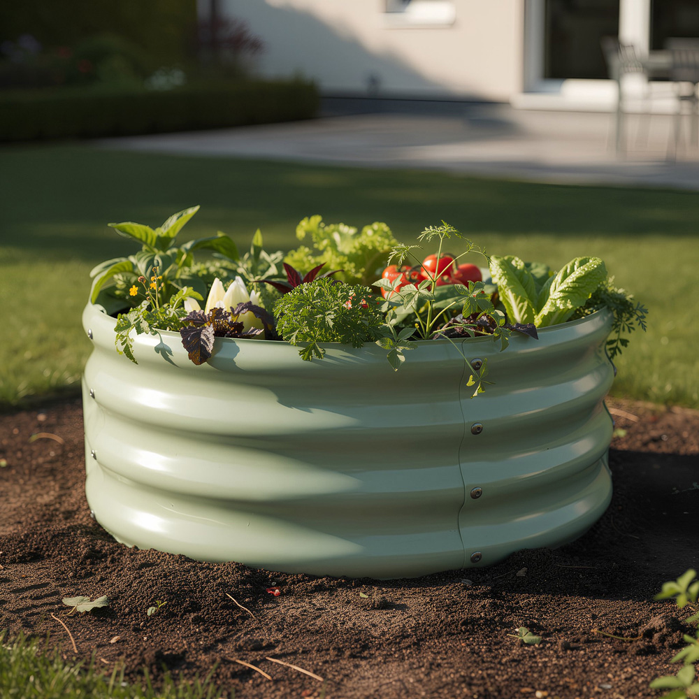 Harbour Housewares Green Semicircle Galvanised Steel Raised Garden Bed 60 x 30cm Image 3