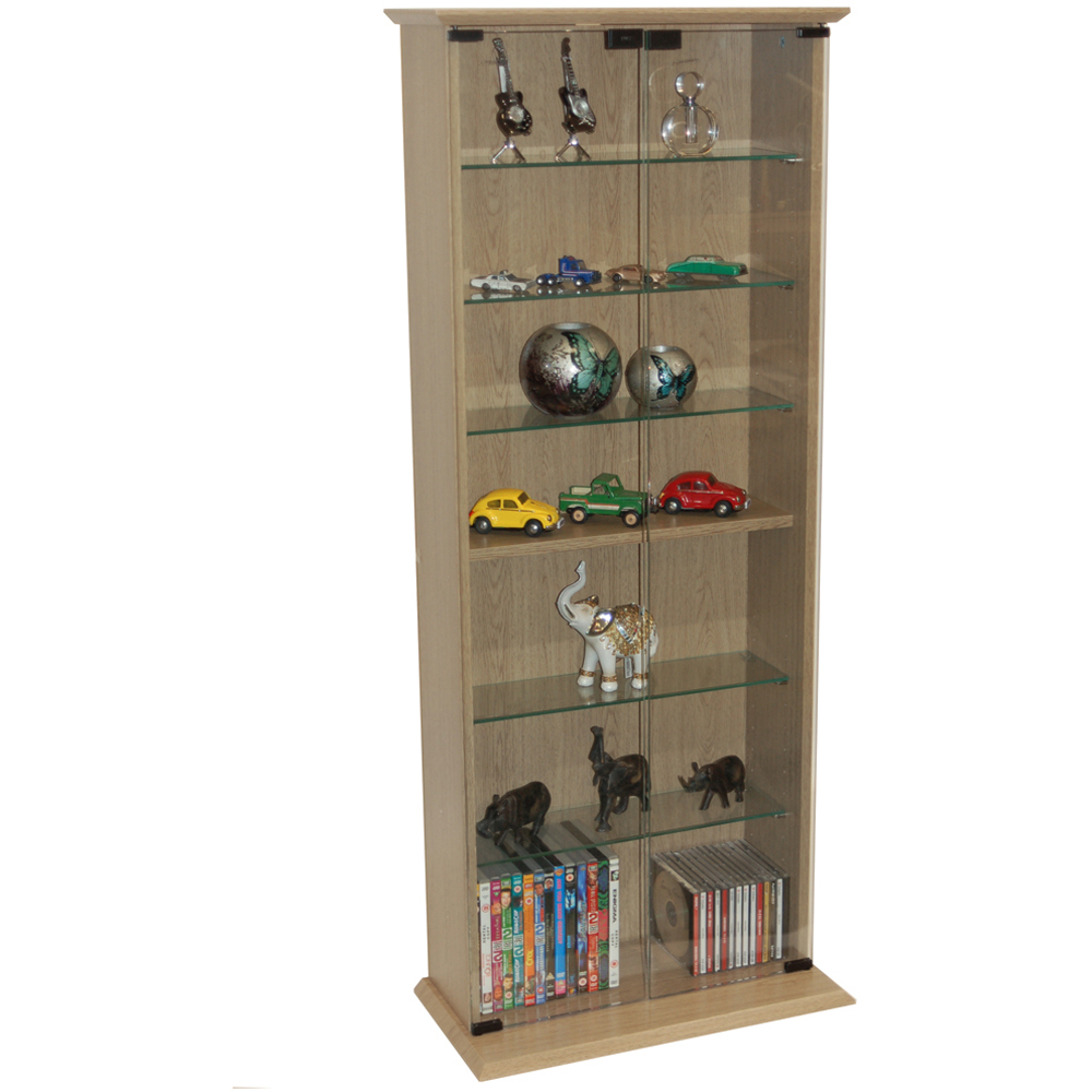 Watsons Boston Oak 7 Shelf CD Book and Collectable Display Cabinet Image 4