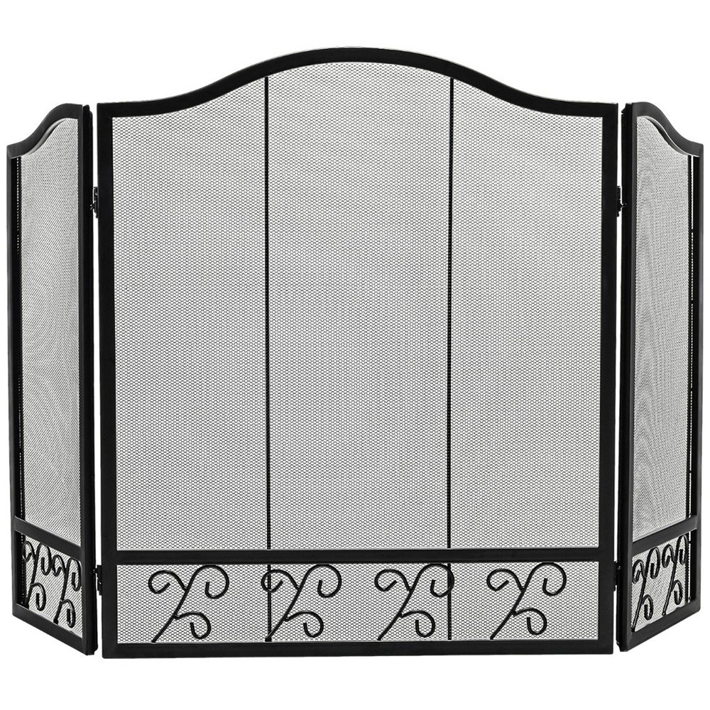 Costway 3 Panel Folding Metal Mesh Fireplace Screen B Image 1