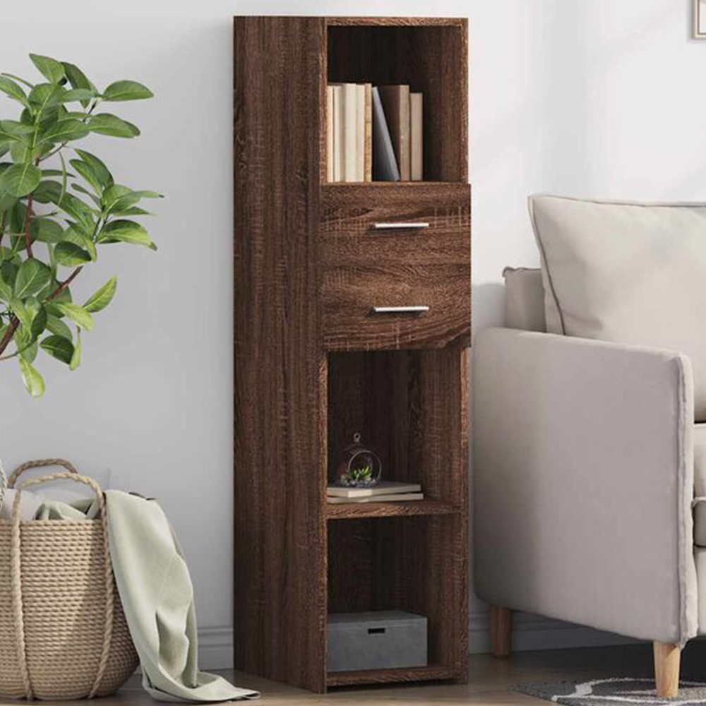 vidaXL 2 Drawer 3 Shelf Brown Oak Highboard Image 1
