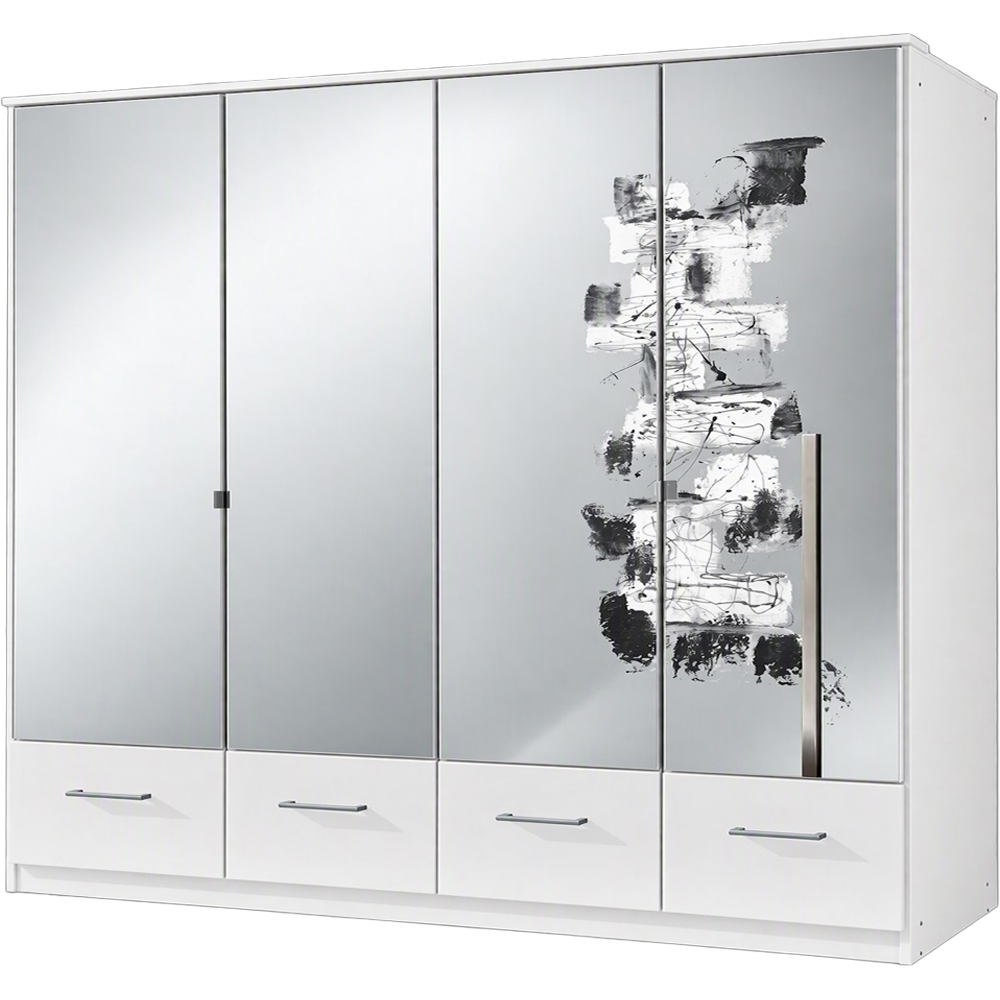 TJ'S Sligo 4 Door 4 Drawer White Wardrobe with Mirror Image 2