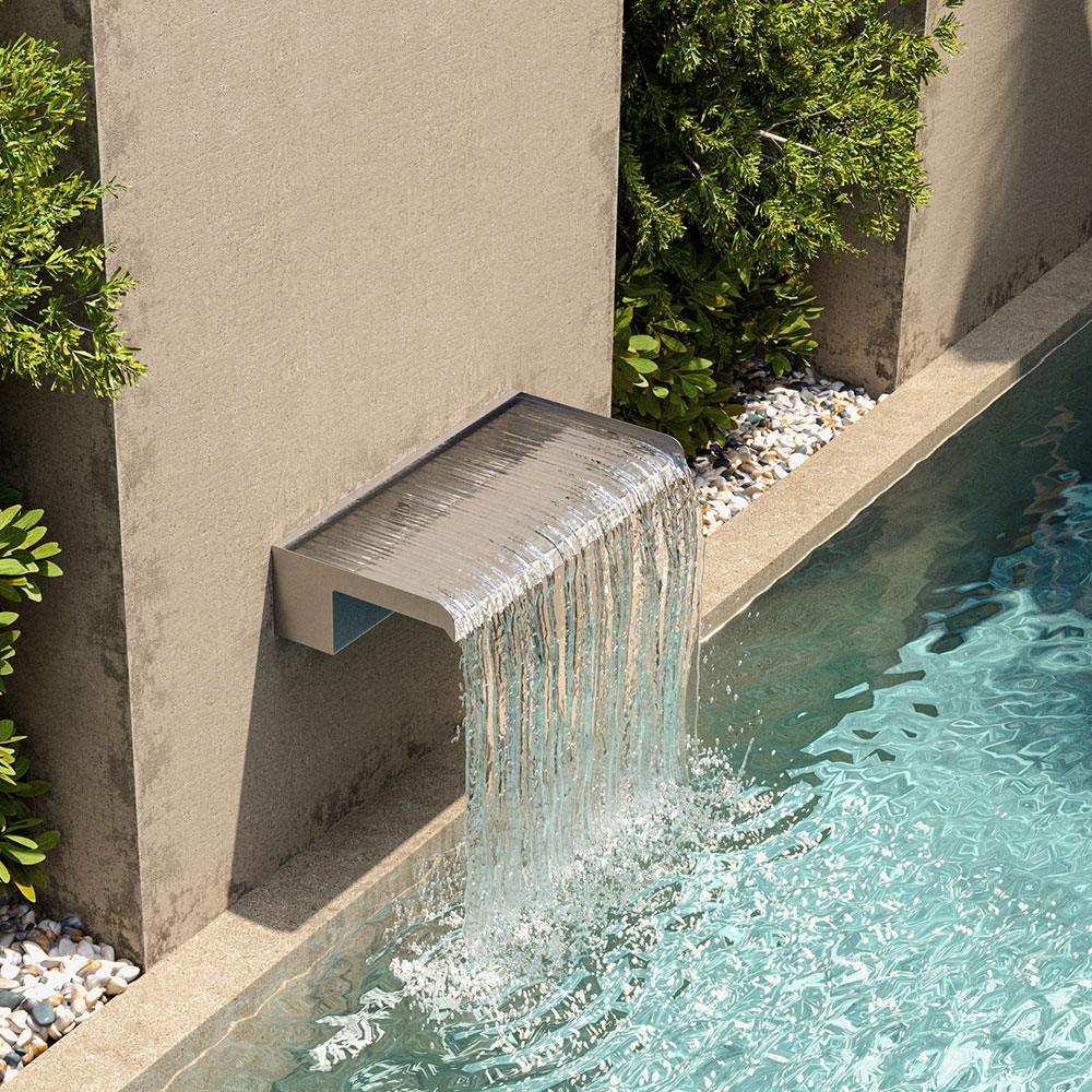 Living and Home Stainless Steel Wall Mounted Outdoor Waterfall Feature 40 x 20cm Image 2