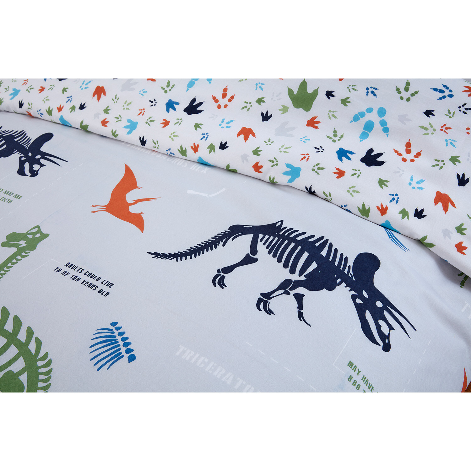 Dinosaur Duvet Cover and Pillowcase Set - Grey Image 5