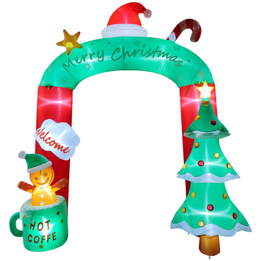 Living and Home Inflatable Archway with Gingerbread Man and Tree LED Christmas Decoration 8.9ft Image 2