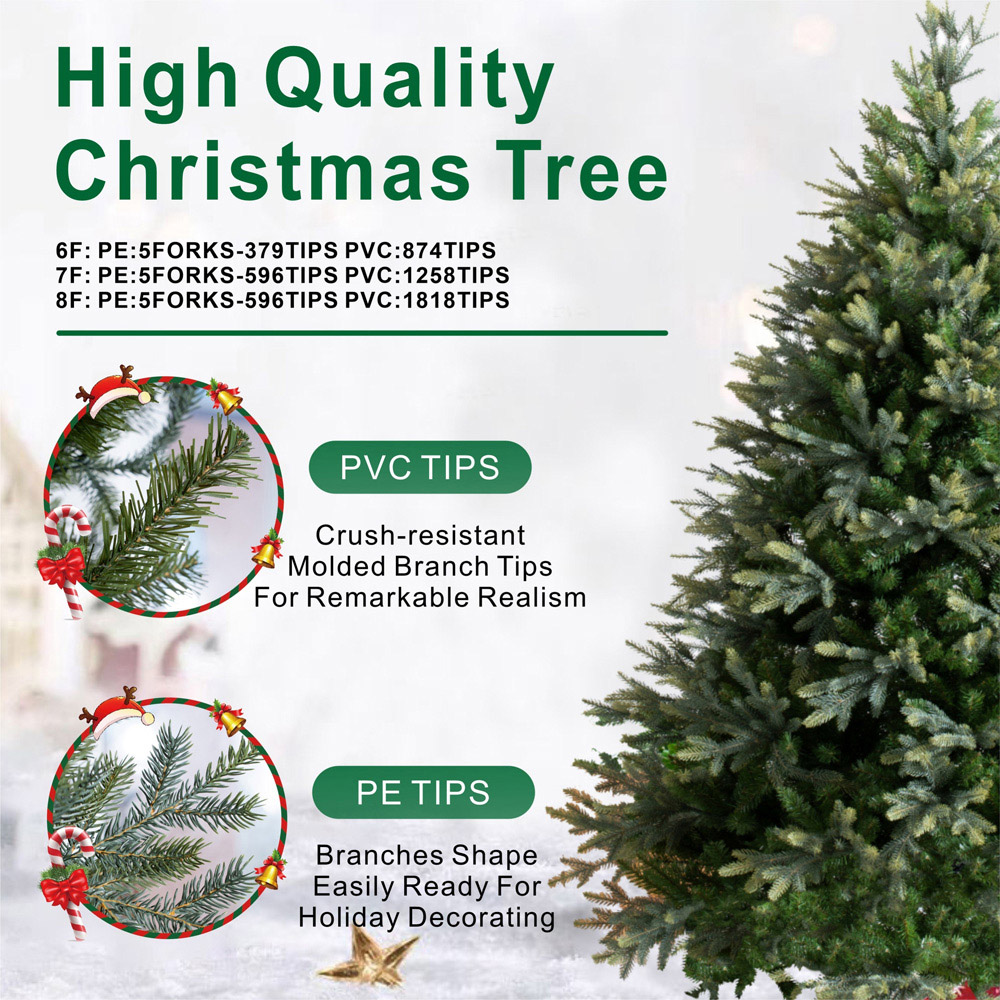 Abrihome Grand Fir Artificial Christmas Tree with 1253 Mixed Tips 6ft Image 5