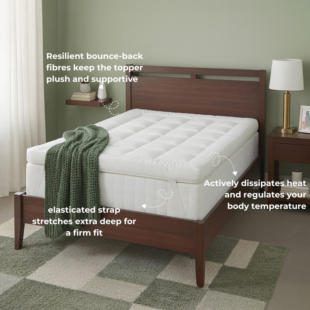 MHG Living King Size Hollowfibre Mattress Topper with 2 Pillows Image 6