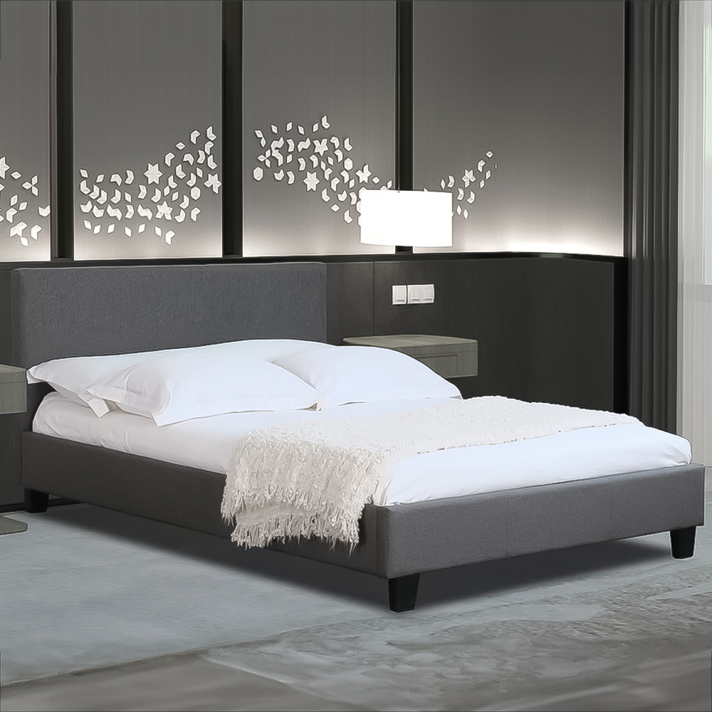 Brooklyn Single Dark Grey Modern Fabric Bed Frame Image 1