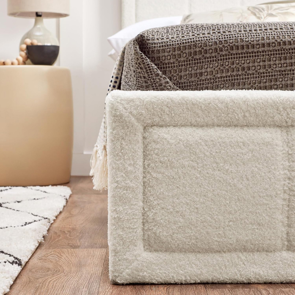 Home Treats King Size Boucle Plush Ottoman Storage Bed with Mattress Image 3