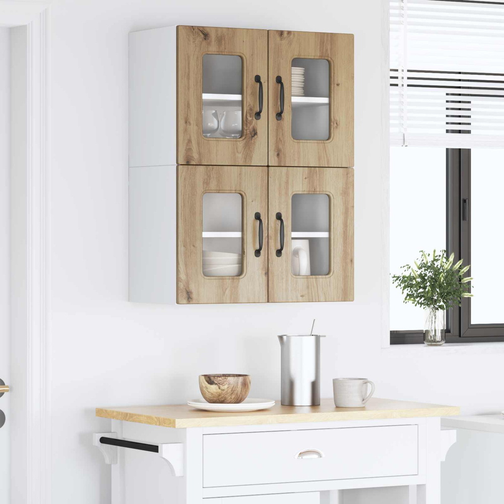 vidaXL Kalmar 2 Door Artisan Oak Wall Kitchen Cabinet 2 Pack Image 9