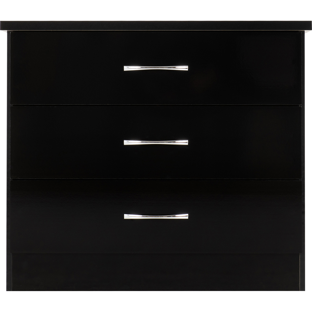 Seconique Nevada 3 Drawer Black Gloss Chest of Drawers Image 3