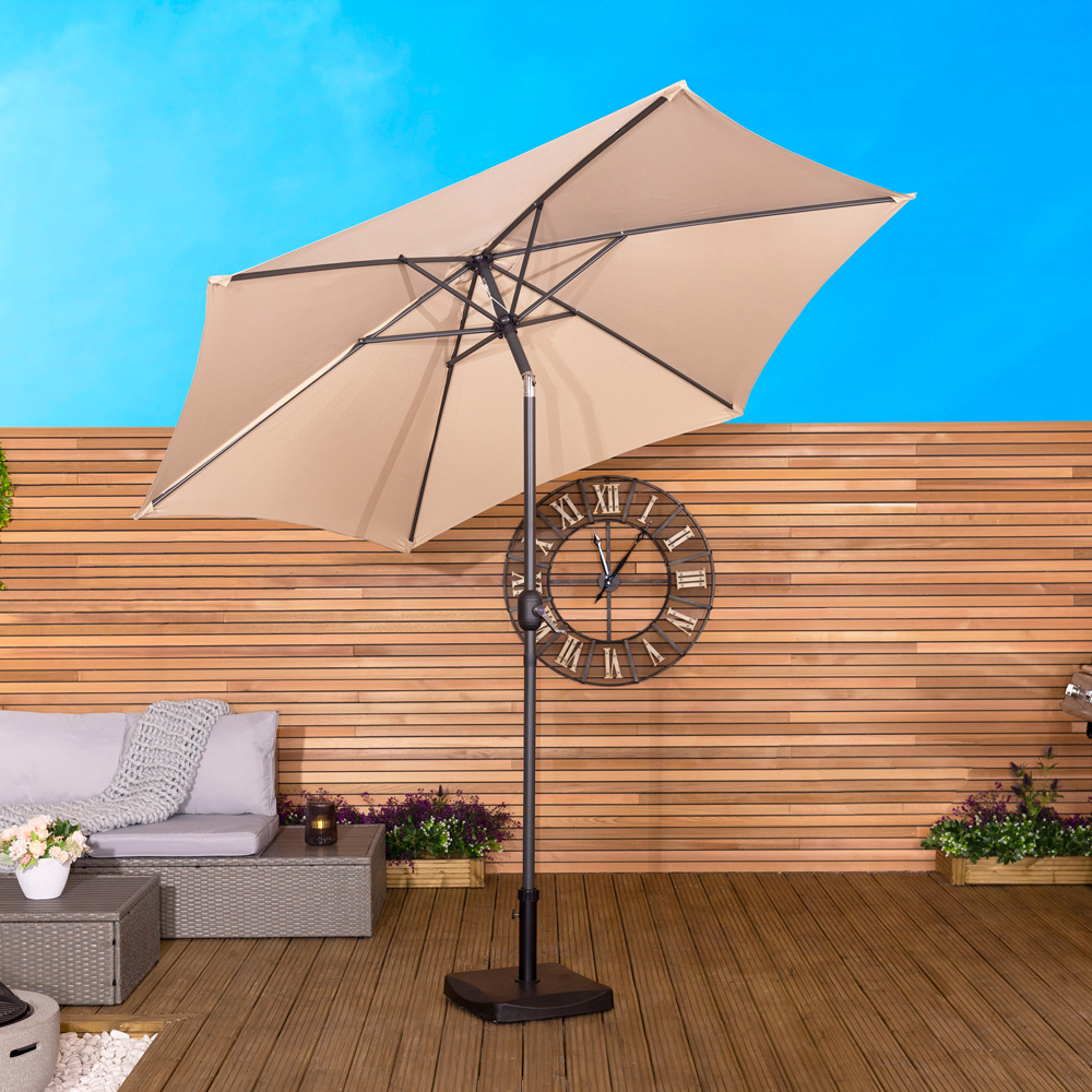 Charles Bentley Beige Metal Crank and Tilt Parasol 2.7m Image 2