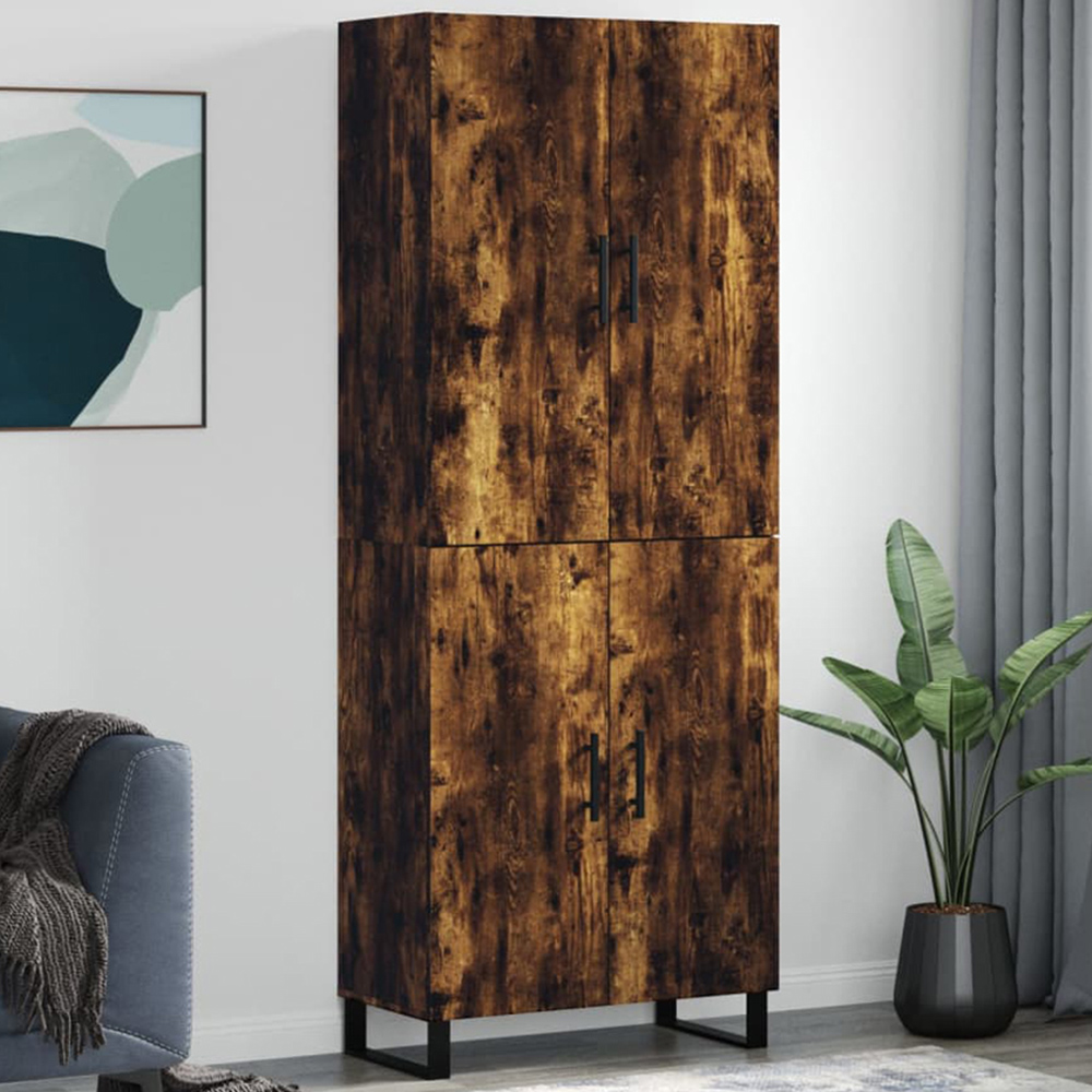 vidaXL 2 Door Smoked Oak Highboard Image 1