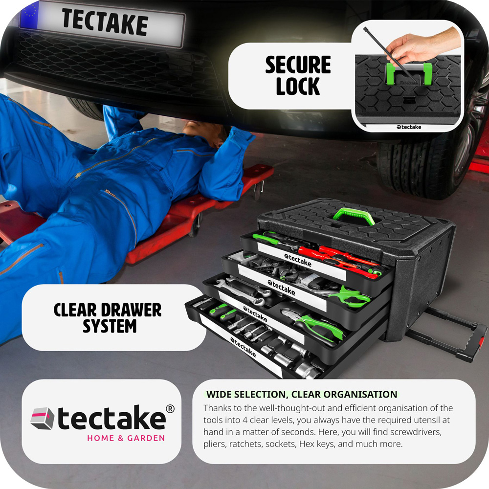 tectake 899 Piece Tool Box Set with Wheels Image 4