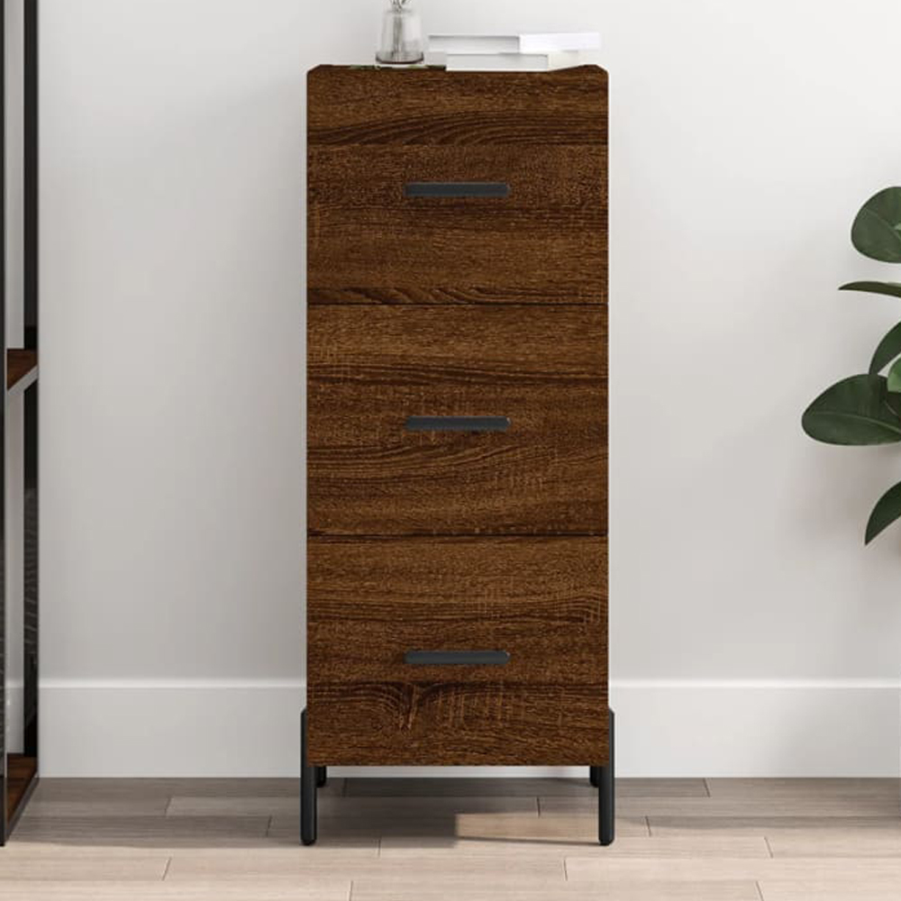 vidaXL 3 Drawer Brown Oak Sideboard Image 1