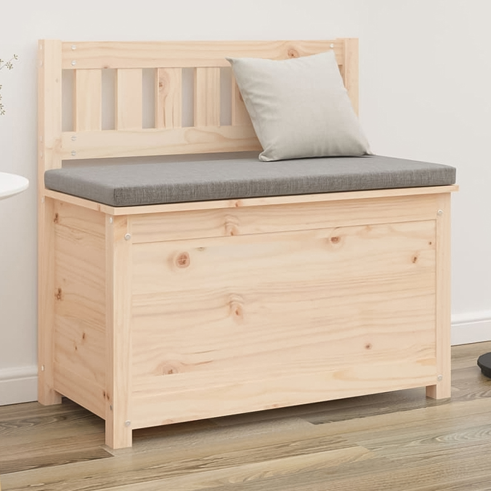 vidaXL Natural Solid Wood Pine Storage Bench 80 x 41 x 77cm Image 1