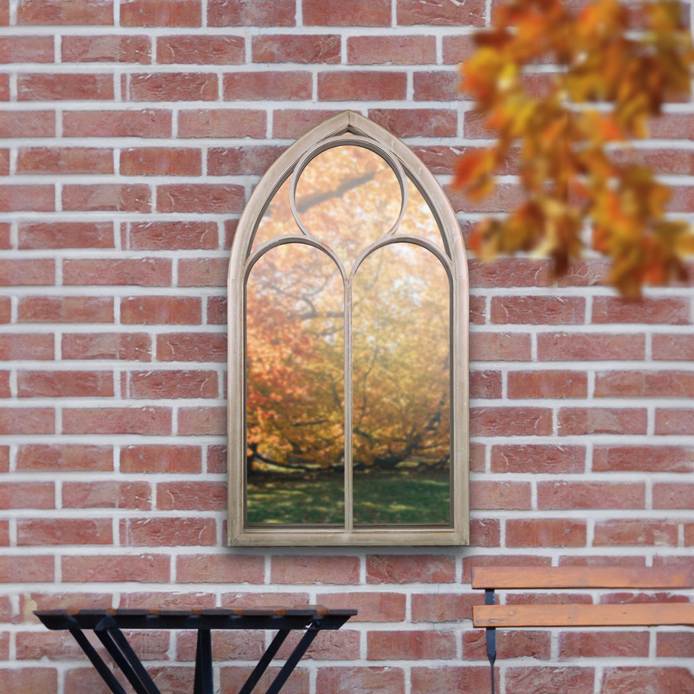 MirrorOutlet Somerley Stone Chapel Arched Garden Mirror 112 x 61cm Image 3