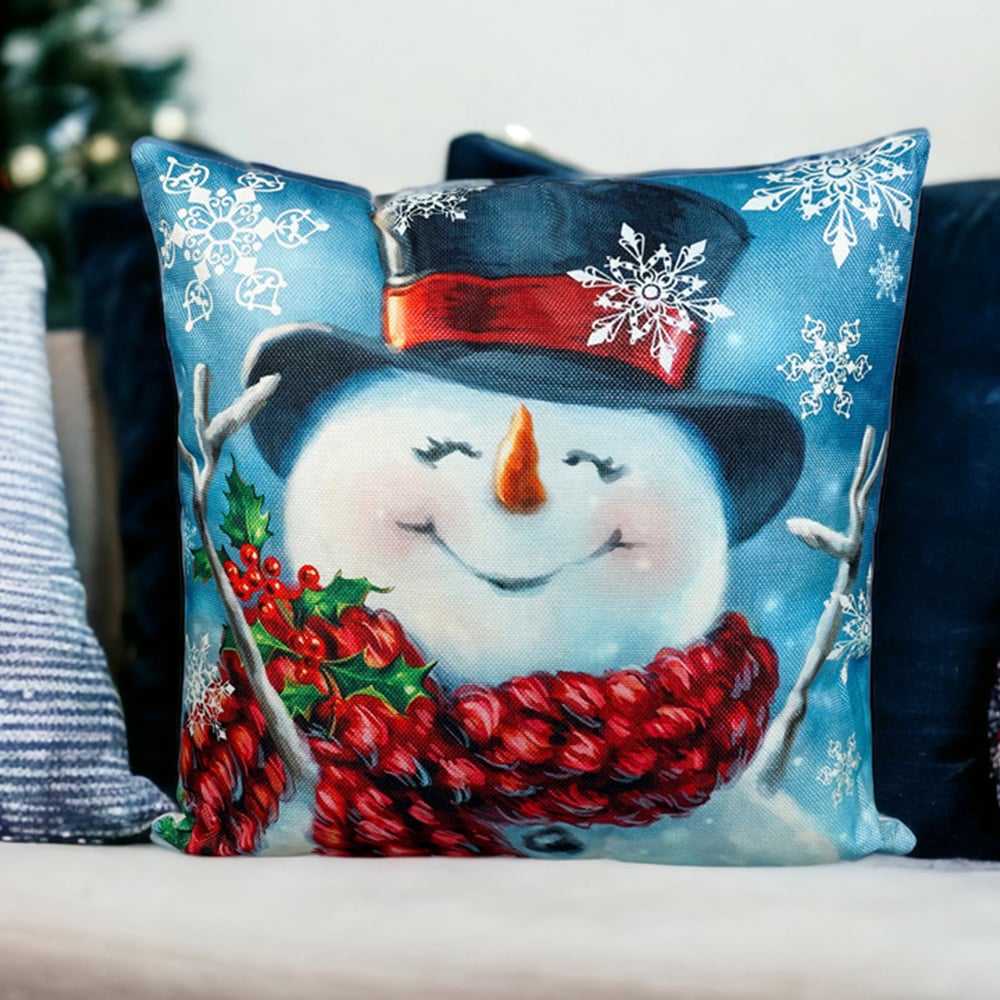 Xmas Haus Festive Happy Snowman Christmas Cushion 45 x 45cm Image 3