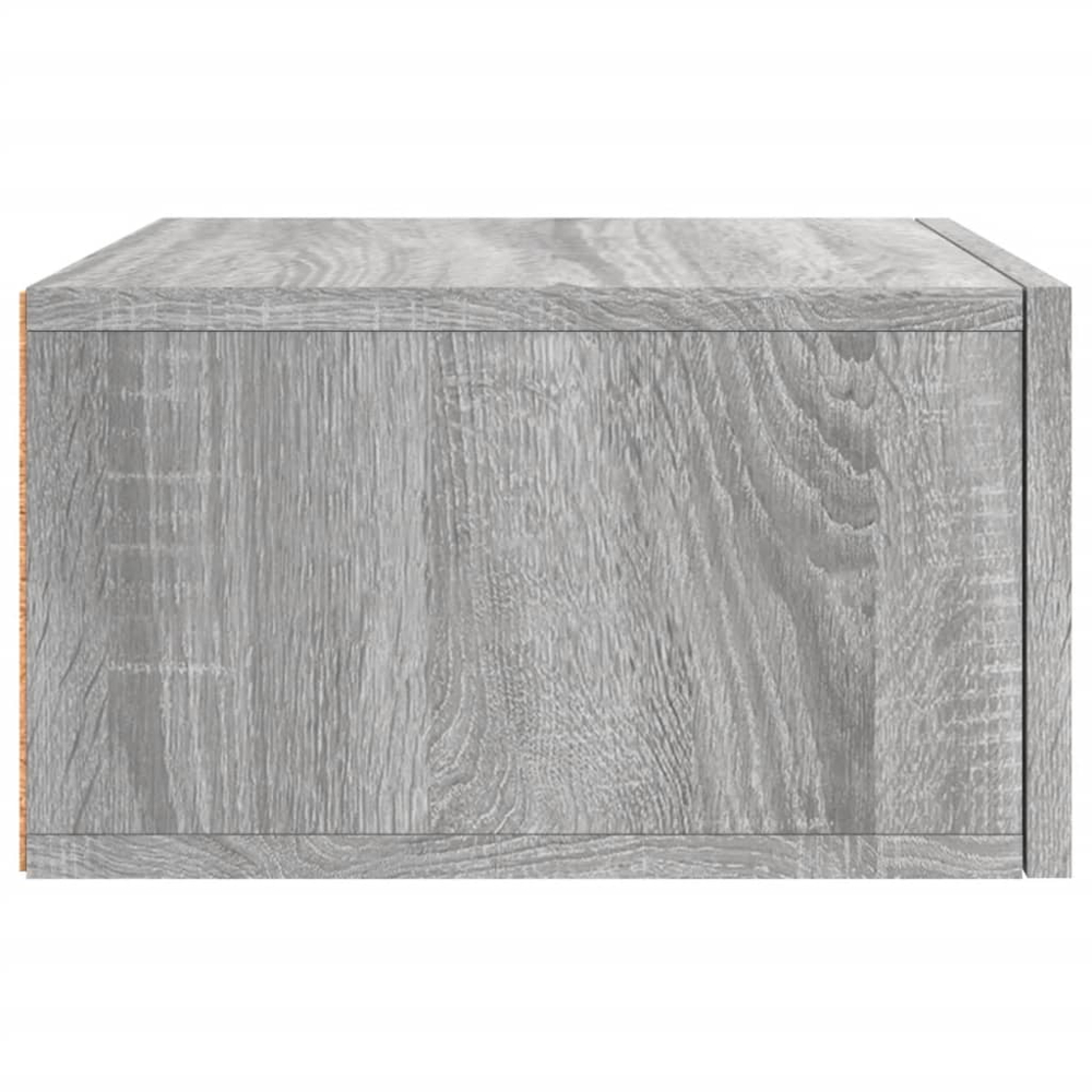 vidaXL Single Drawer Grey Sonoma Wall Mounted Bedside Cabinet with Brown Handle Image 7