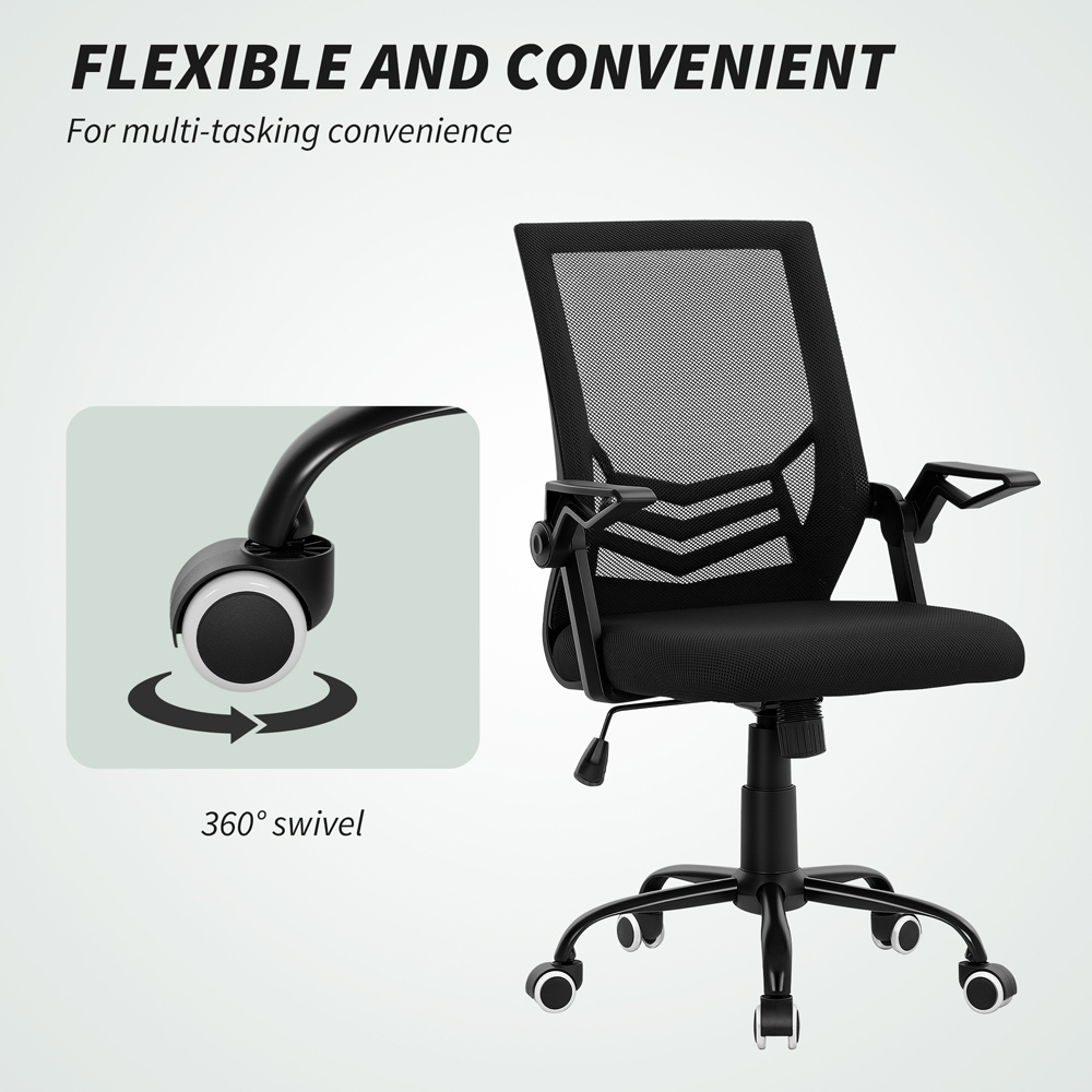 Vinsetto Black Mesh Swivel Office Chair with Lumbar Support Image 4