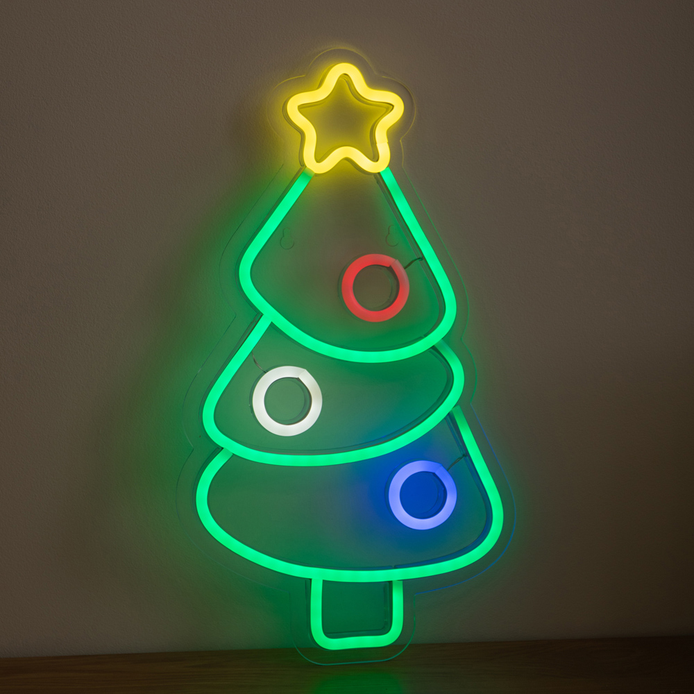 Samuel Alexander Multicolour LED Light-Up Neon Christmas Tree 40cm Image 1