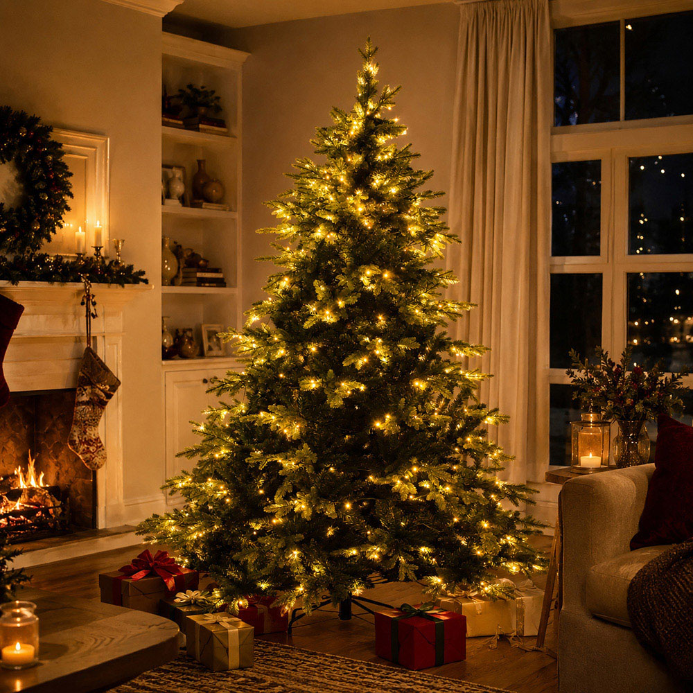 Abrihome 570 Warm White LED Pre-Lit Artificial Christmas Tree with 1760 Mixed Tips 8ft Image 2