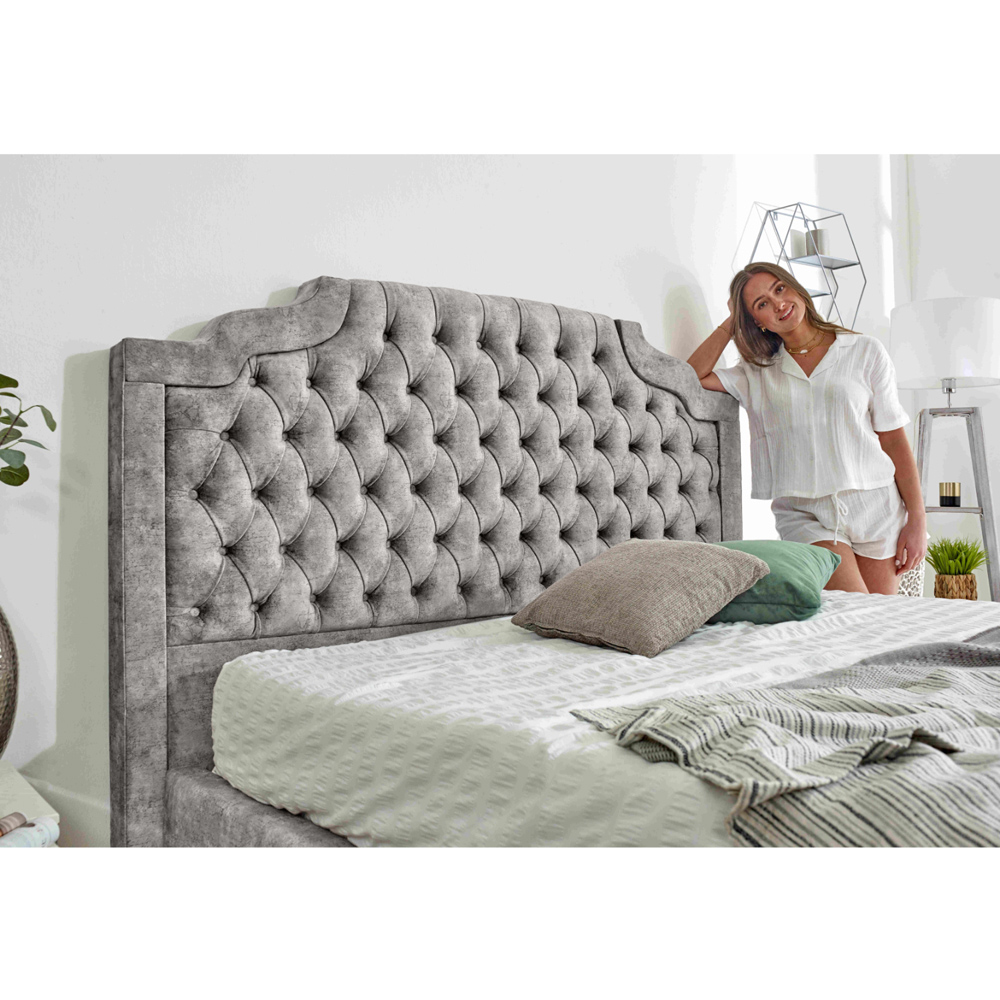 Eleganza Ryker Small Double Silver Oakland Fabric Bed Frame with Chesterfield Headboard Image 3