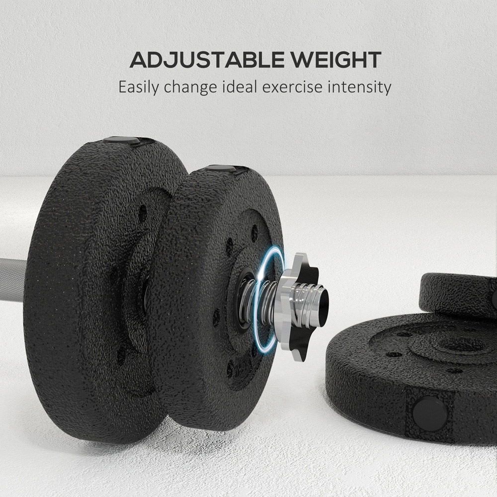 HOMCOM Black Adjustable Dumbbell Set 30kg 2 Pack Image 4