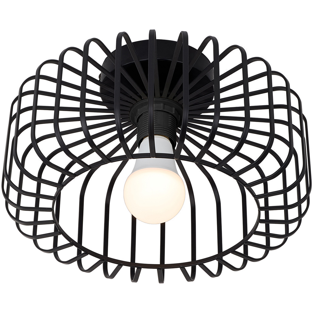 Living and Home Black Cage E27 Ceiling Light with Tri-Colour LED Bulb Image 4