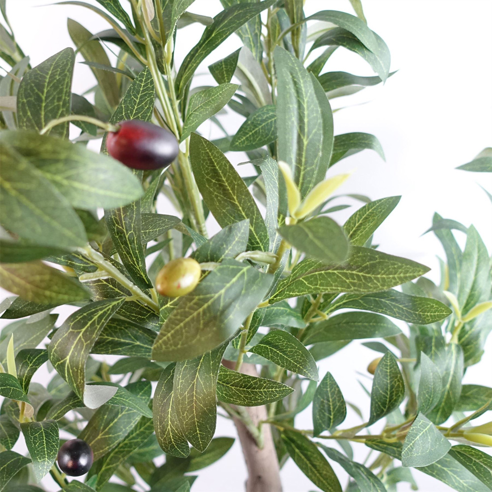Leaf Natural Look Olive Artificial Tree with Wooden Trunk 4.9ft Image 5